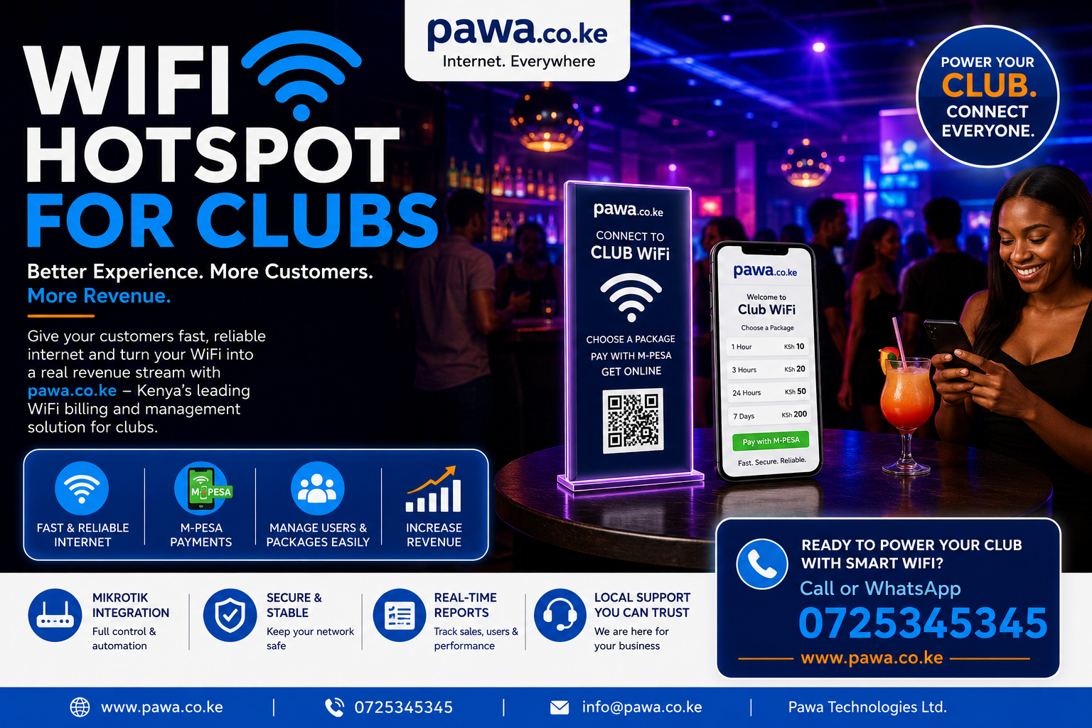 Wifi hotspot for clubs