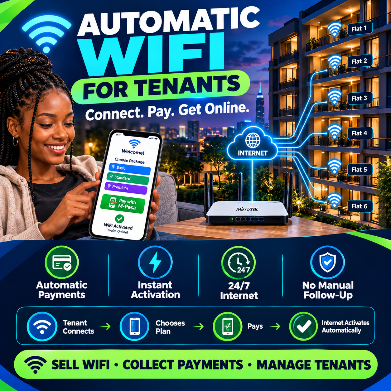 selling WiFi to tenants automatically
