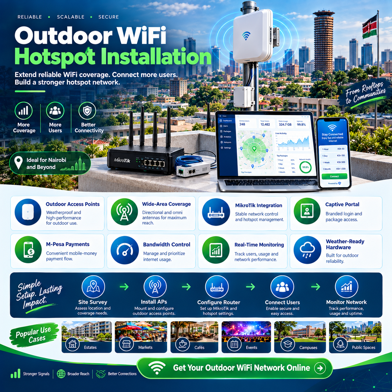 Outdoor WiFi hotspot installation