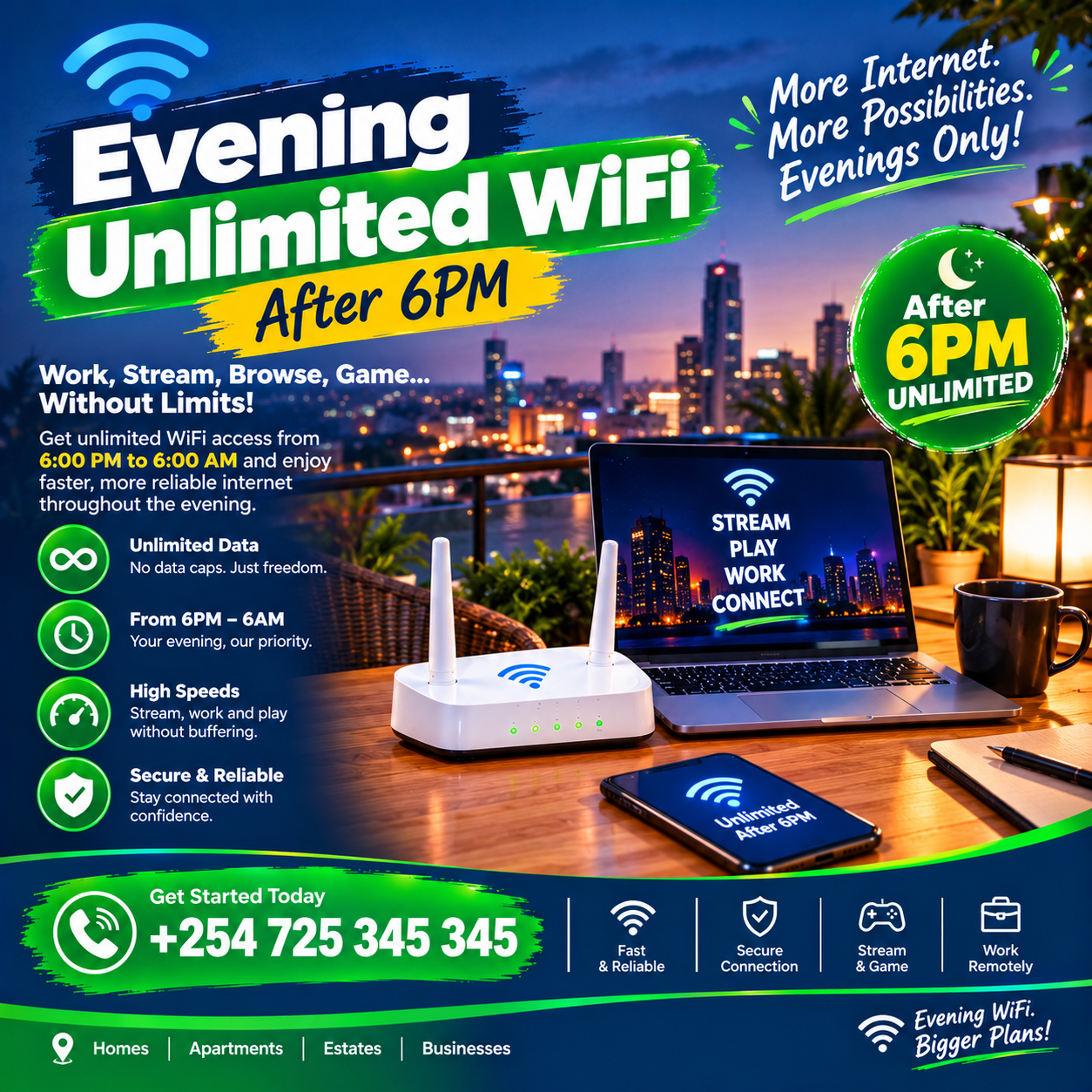 Evening unlimited WiFi after 6pm