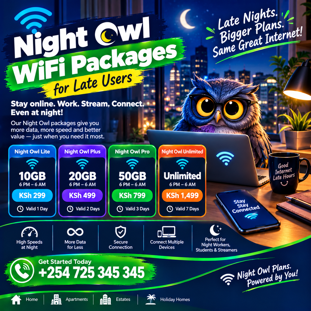 Night owl WiFi packages for late users